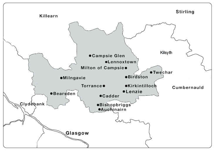 Map of East Dunbartonshire Towns and Villages